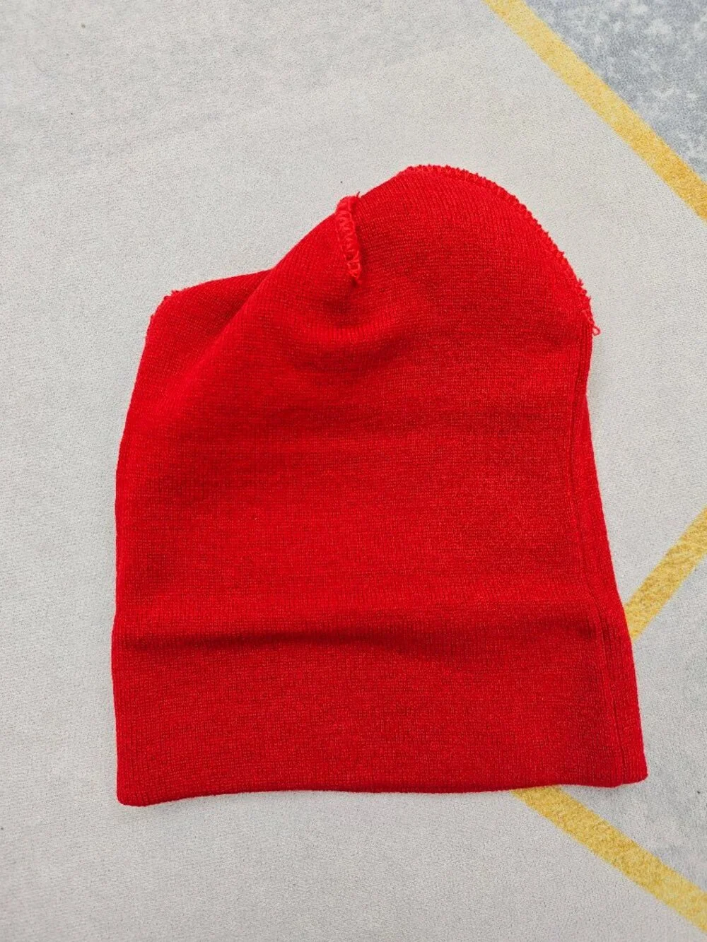 Supreme Red and White Knit Beanie with Large Logo